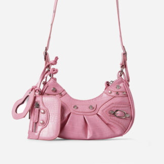 Texas Shoulder Bag In Pink Faux Leather,, Pink