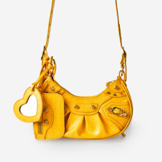 Texas Shoulder Bag In Yellow Faux Leather,, Yellow