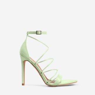 Yatta Strappy Pointed Toe Stiletto Heel In Light Green Patent, Green