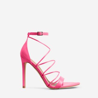 Yatta Strappy Pointed Toe Stiletto Heel In Pink Patent, Pink