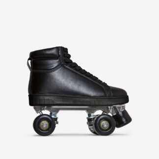 Roller-Girl Lace Up 4 Wheel Roller Skates In Black Faux Leather, Black