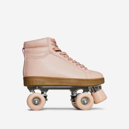 Roller-Girl Lace Up 4 Wheel Roller Skates In Pink Faux Leather, Pink